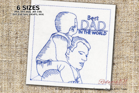 Best Dad in the World Redwork Design: Embroidery Review