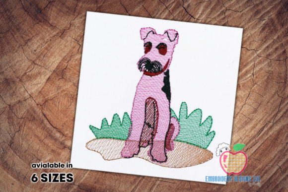 Cute Terrier Dog Sketch Embroidery Review