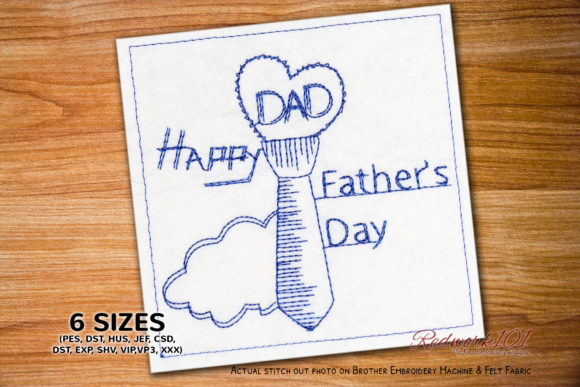 Dad Tie Bluework: Embroidery Design for Boutique Sweatshirts