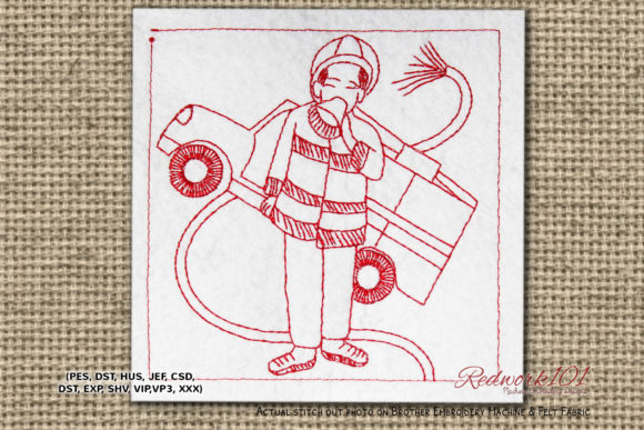 Fire Fighter with Fire Truck Redwork: A Hands-On Review