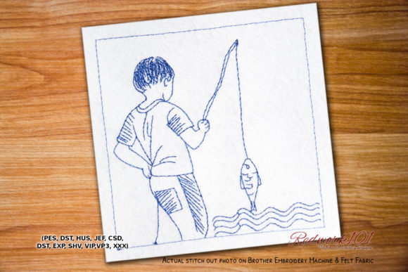 Fisherman with Rod and Fish Redwork: A Designer Review