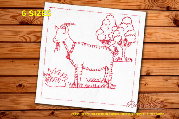 Goat in a Meadow on Green Grass Redwork: A Designer's Review