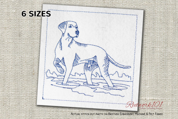 Vizsla Dog Playing in Water Redwork: A Designer's Review